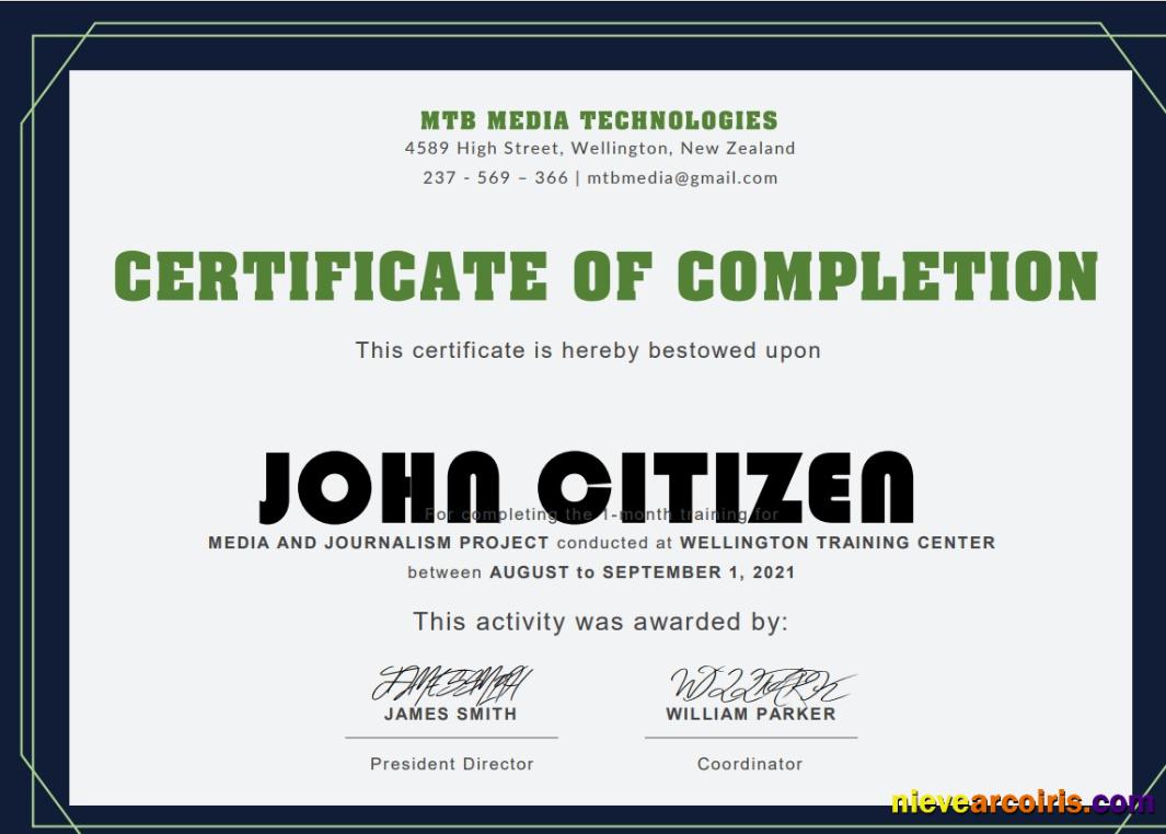 USA Training certificate